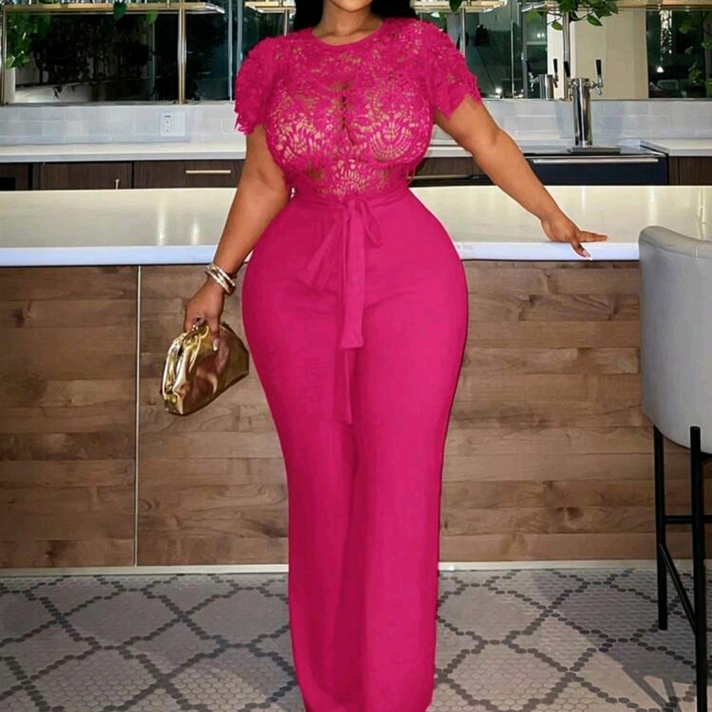 Pink Flutter Sleeve Bodycon Jumpsuit for Night Out